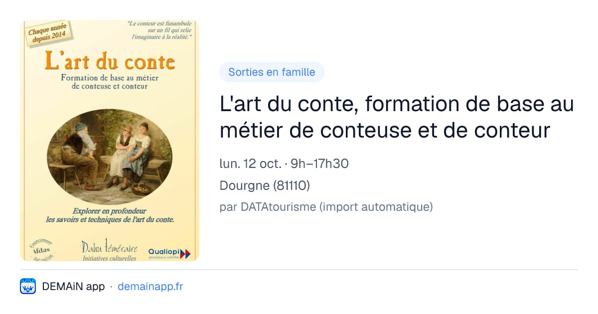 L'art du conte, formation de base au métier de conteuse et de conteur — Dourgne