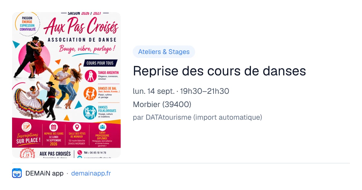Reprise des cours de danses — Morbier