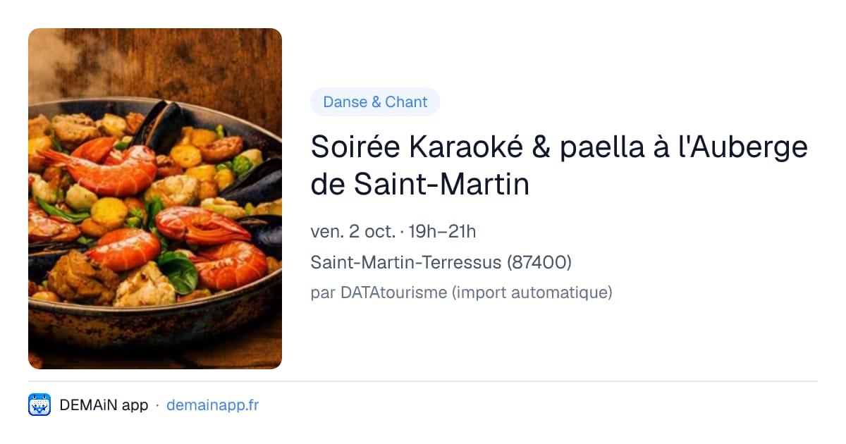 Soirée Karaoké & paella à l'Auberge de Saint-Martin — Saint-Martin-Terressus