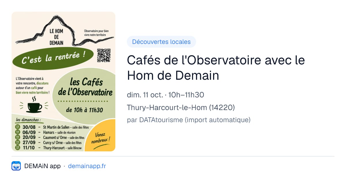 Cafés de l'Observatoire avec le Hom de Demain — Thury-Harcourt-le-Hom