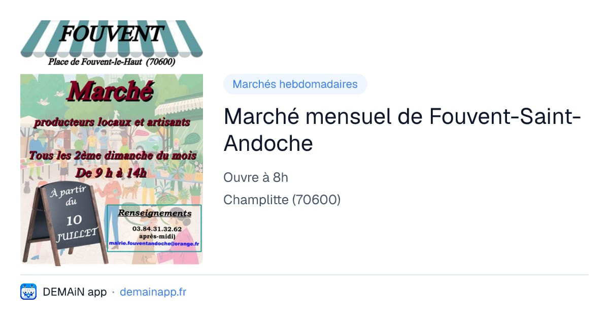 Marché mensuel de Fouvent-Saint-Andoche — Champlitte