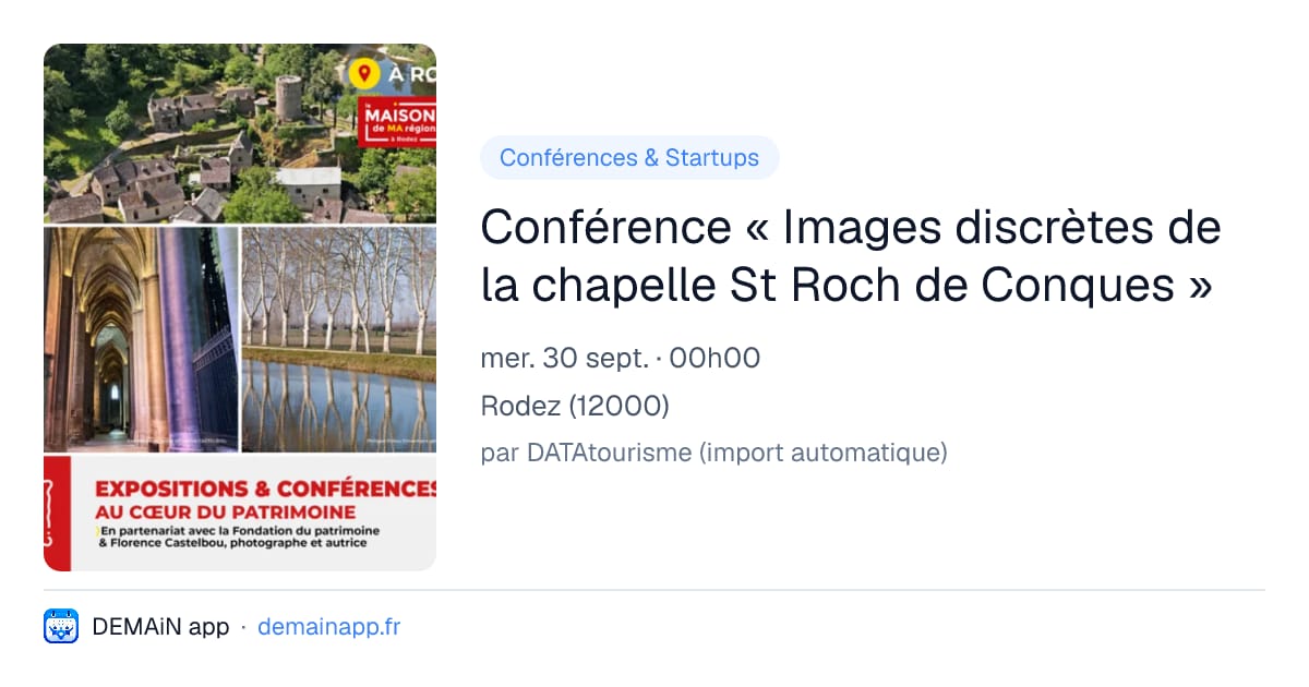 Conférence « Images discrètes de la chapelle St Roch de Conques » — Rodez
