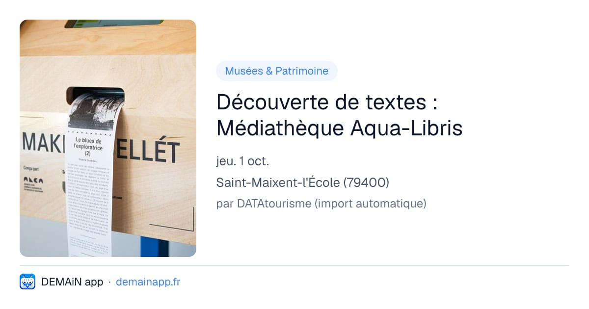 Découverte de textes : Médiathèque Aqua-Libris — Saint-Maixent-l'École