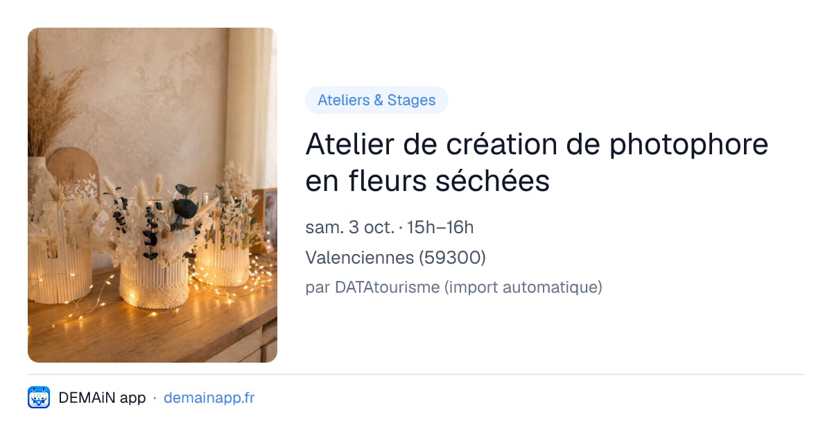 Atelier de création de photophore en fleurs séchées — Valenciennes
