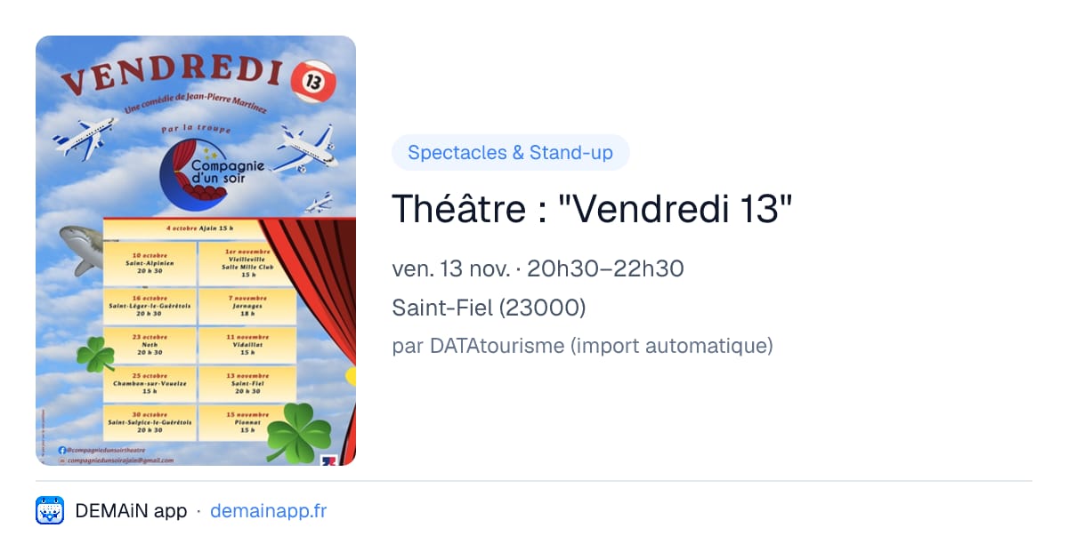 Théâtre : "Vendredi 13" — Saint-Fiel