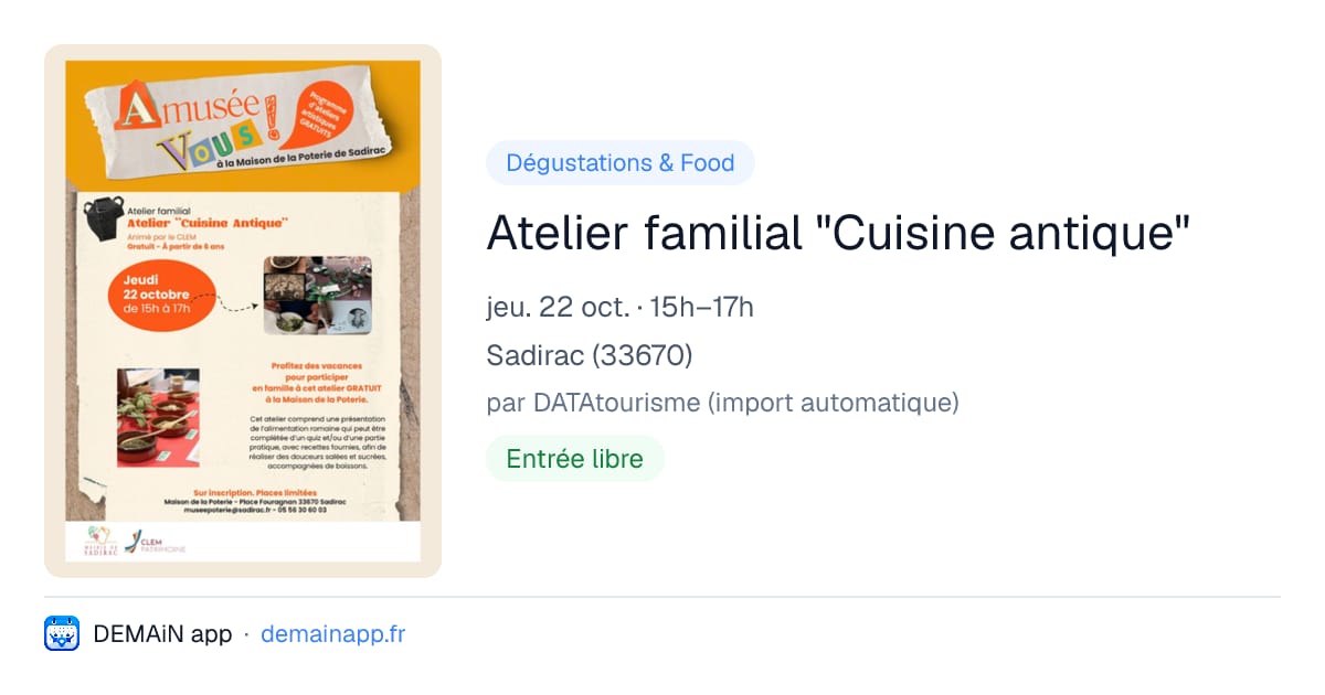 Atelier familial "Cuisine antique" — Sadirac