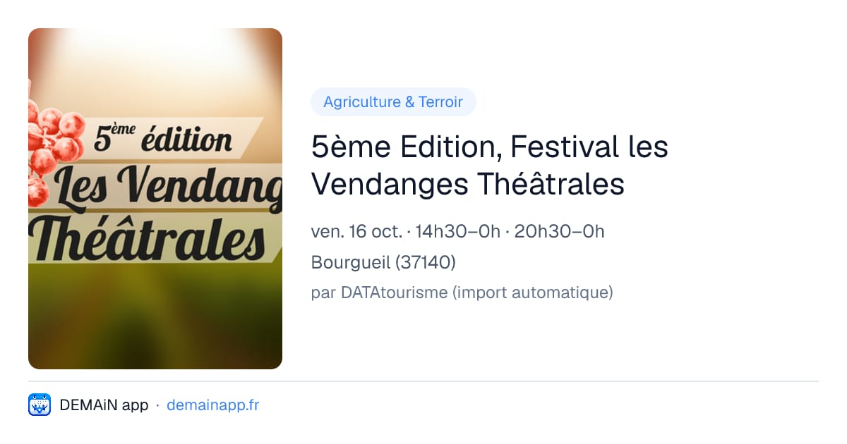 5ème Edition, Festival les Vendanges Théâtrales — Bourgueil