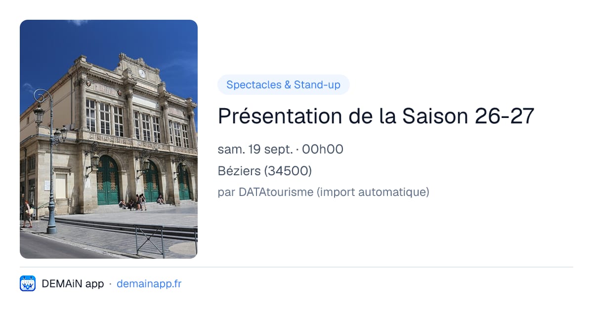 Présentation de la Saison 26-27 — Béziers