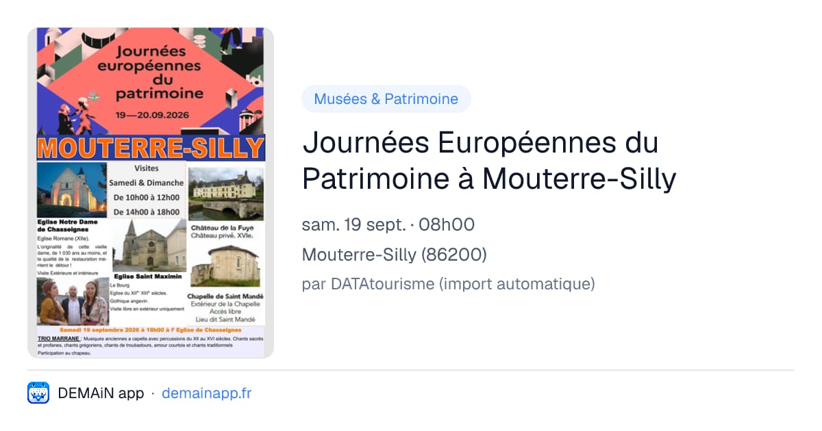 Journées Européennes du Patrimoine à Mouterre-Silly — Mouterre-Silly