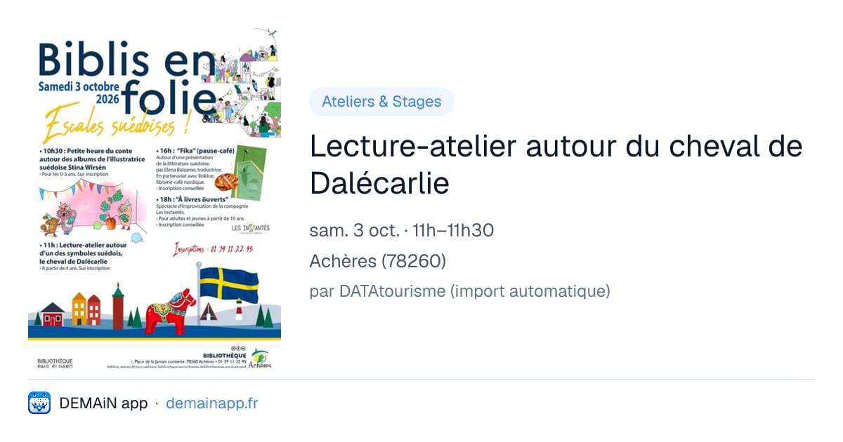 Lecture-atelier autour du cheval de Dalécarlie — Achères