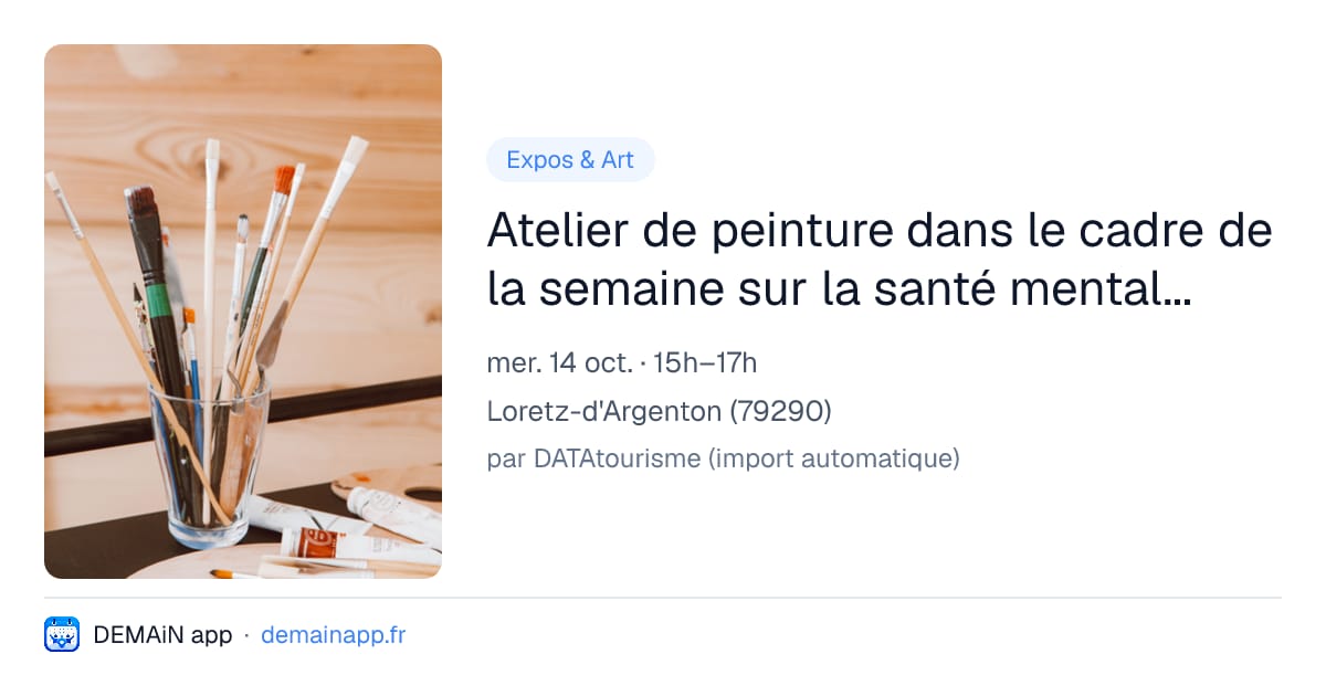 Atelier de peinture dans le cadre de la semaine sur la santé mentale à la bibliothèque de Bouillé-Loretz. — Loretz-d'Argenton