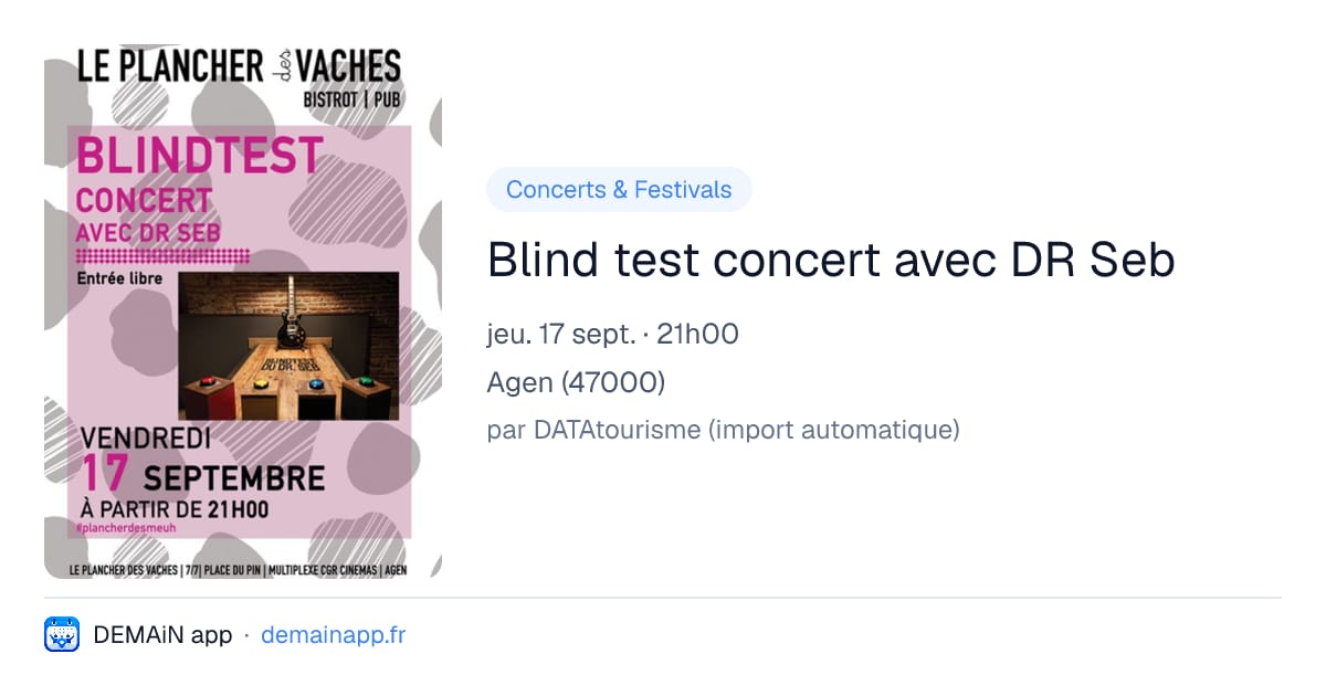 Blind test concert avec DR Seb — Agen