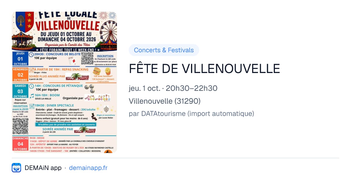 FÊTE DE VILLENOUVELLE — Villenouvelle