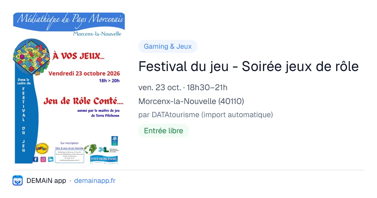 Festival du jeu - Soirée jeux de rôle — Morcenx-la-Nouvelle