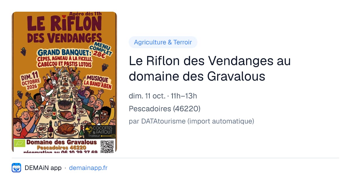 Le Riflon des Vendanges au domaine des Gravalous — Pescadoires