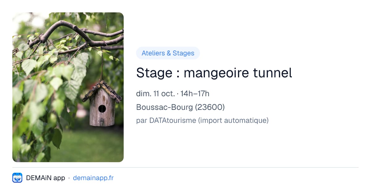 Stage : mangeoire tunnel — Boussac-Bourg