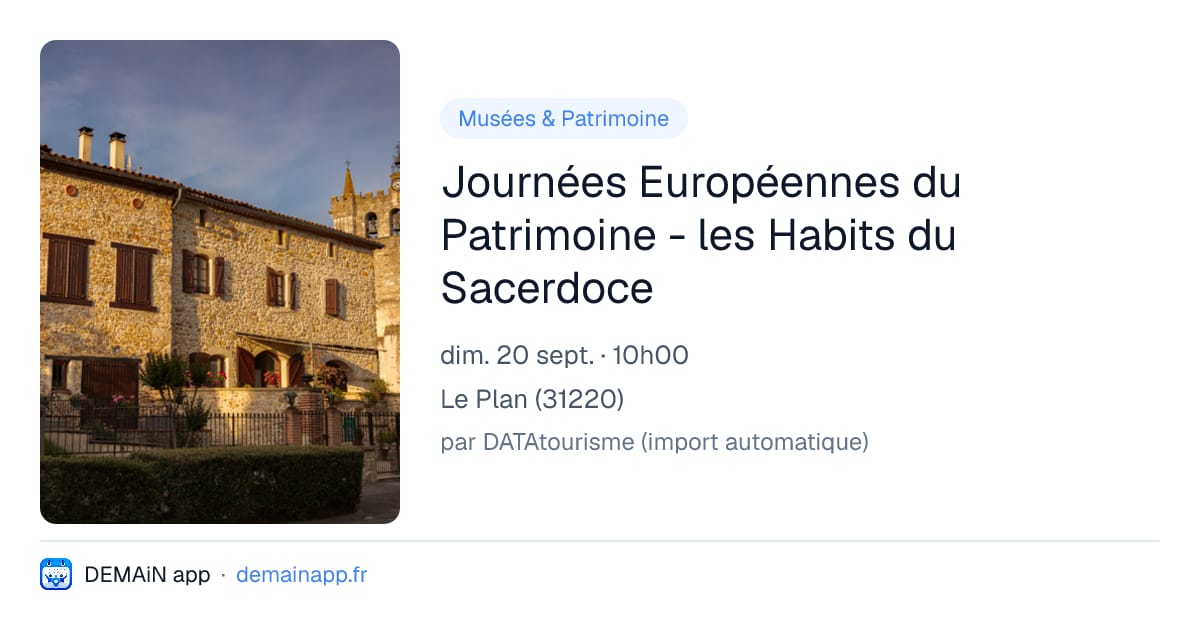 Journées Européennes du Patrimoine - les Habits du Sacerdoce — Le Plan