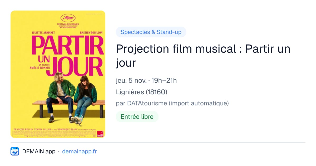Projection film musical : Partir un jour — Lignières