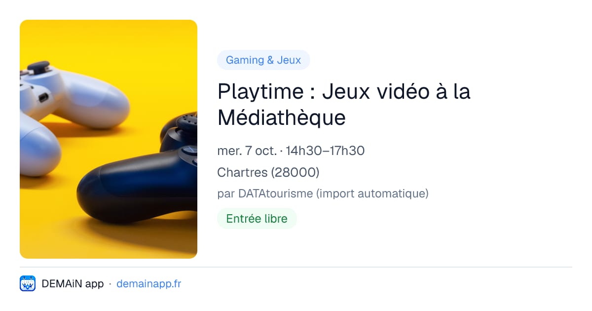Playtime : Jeux vidéo à la Médiathèque — Chartres