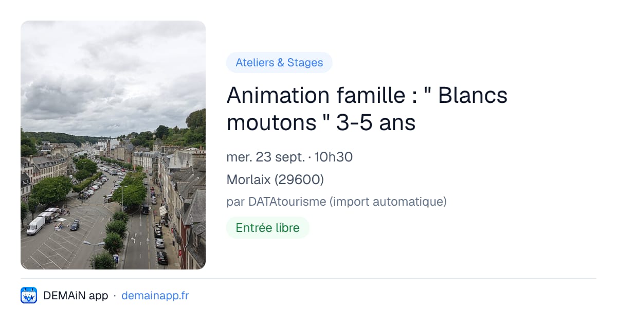 Animation famille : " Blancs moutons " 3-5 ans — Morlaix
