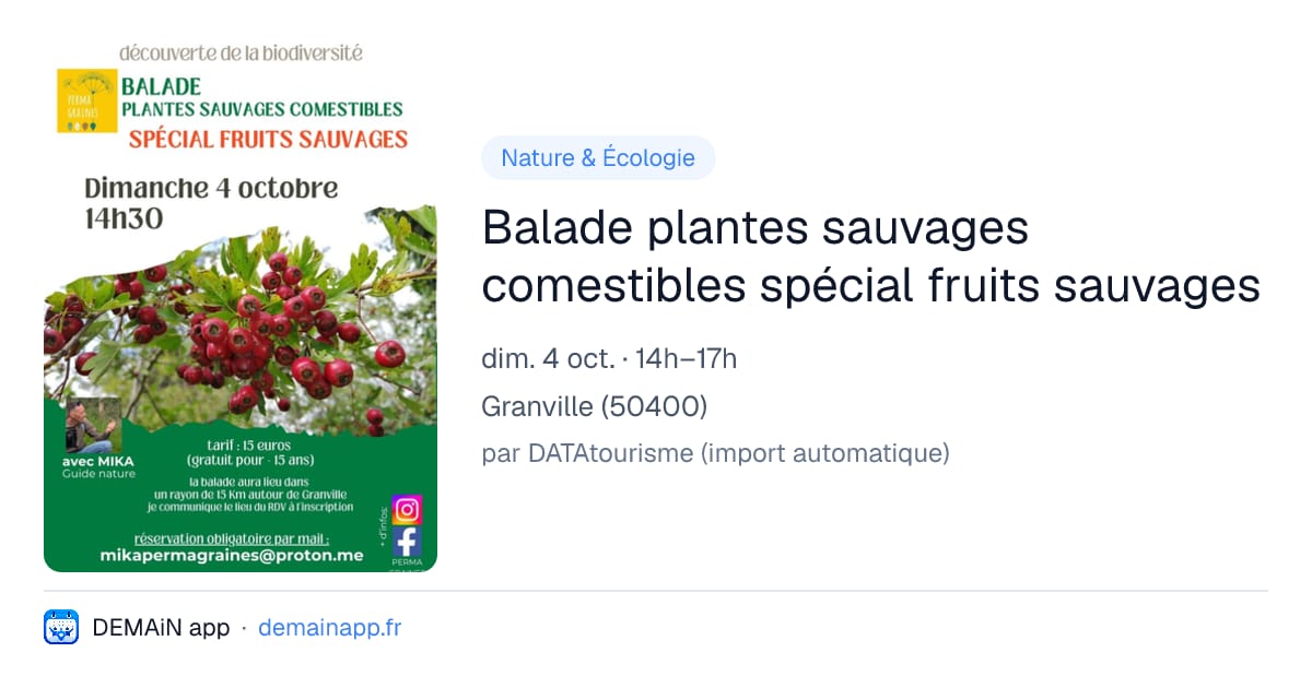 Balade plantes sauvages comestibles spécial fruits sauvages — Granville
