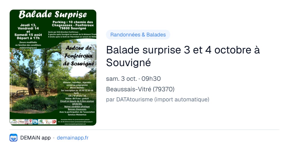 Balade surprise 3 et 4 octobre à Souvigné — Beaussais-Vitré