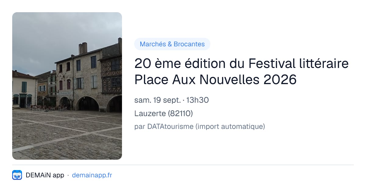 20 ème édition du Festival littéraire Place Aux Nouvelles 2026 — Lauzerte