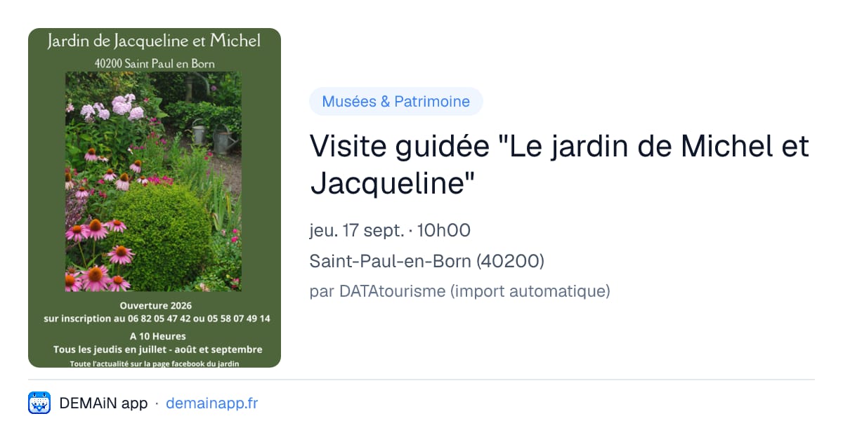 Visite guidée "Le jardin de Michel et Jacqueline" — Saint-Paul-en-Born