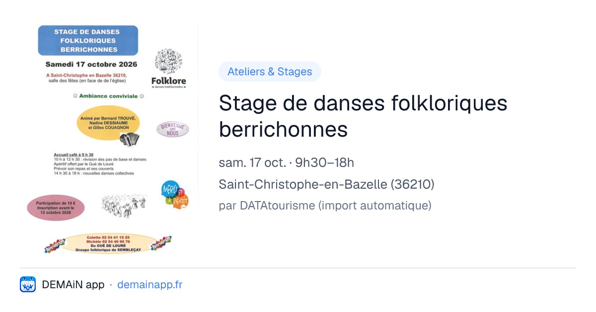 Stage de danses folkloriques berrichonnes — Saint-Christophe-en-Bazelle