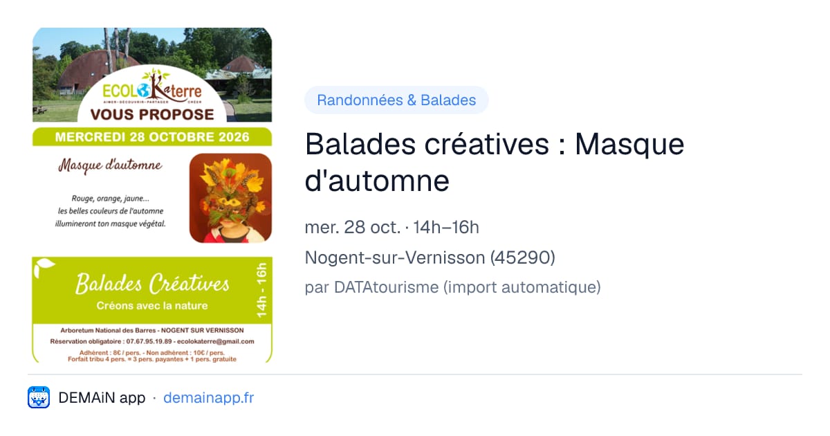 Balades créatives : Masque d'automne — Nogent-sur-Vernisson
