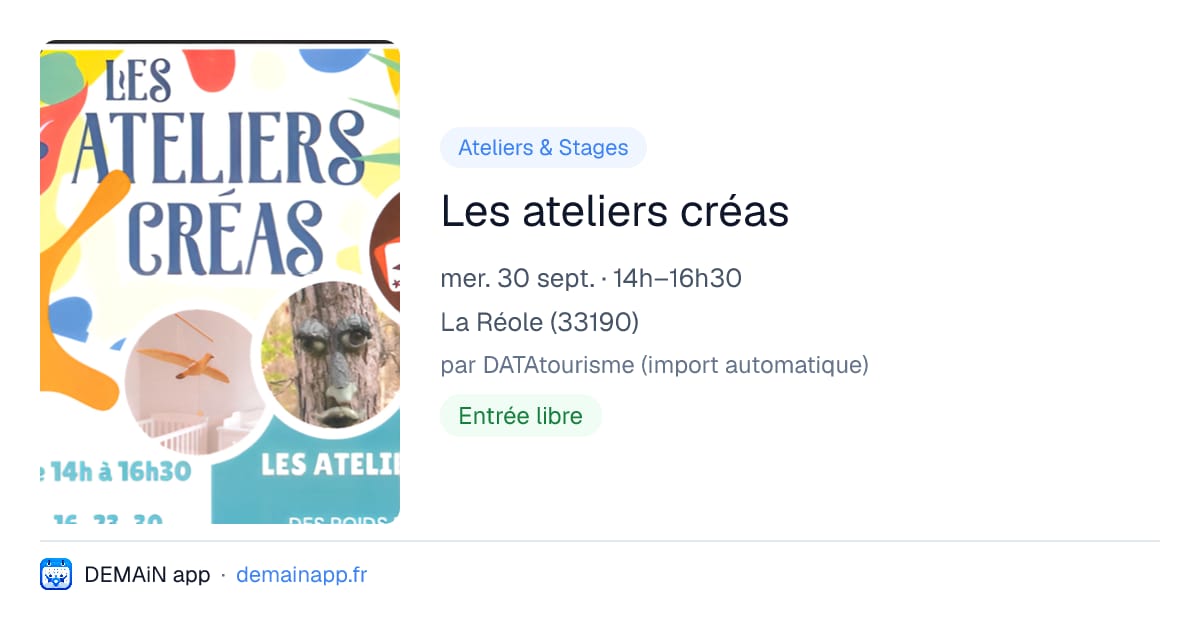 Les ateliers créas — La Réole
