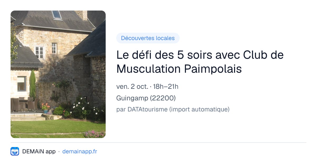 Le défi des 5 soirs avec Club de Musculation Paimpolais — Guingamp