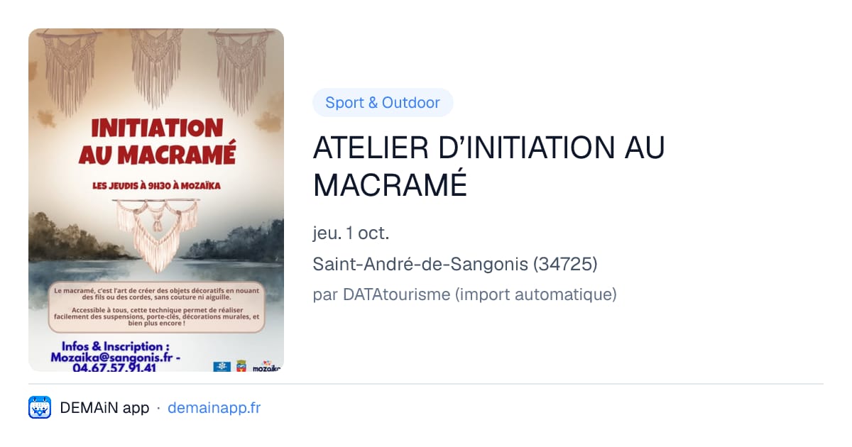 ATELIER D’INITIATION AU MACRAMÉ — Saint-André-de-Sangonis