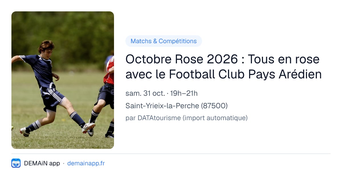 Octobre Rose 2026 : Tous en rose avec le Football Club Pays Arédien — Saint-Yrieix-la-Perche