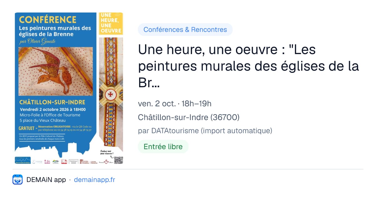 Une heure, une oeuvre : "Les peintures murales des églises de la Brenne" — Châtillon-sur-Indre