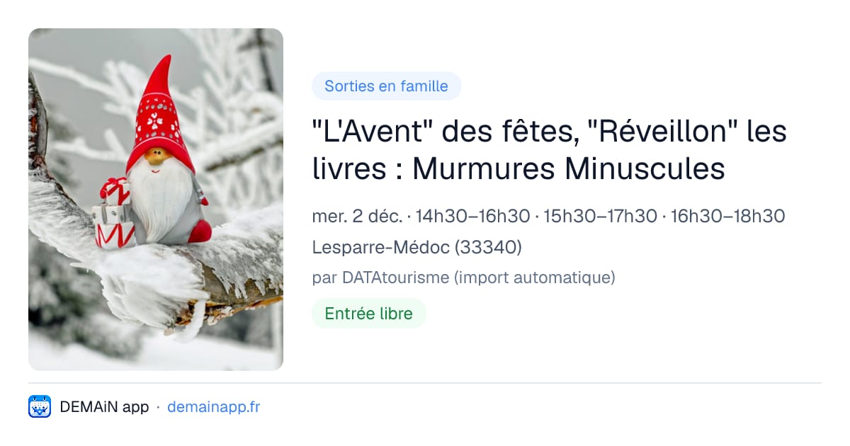 "L'Avent" des fêtes, "Réveillon" les livres : Murmures Minuscules — Lesparre-Médoc
