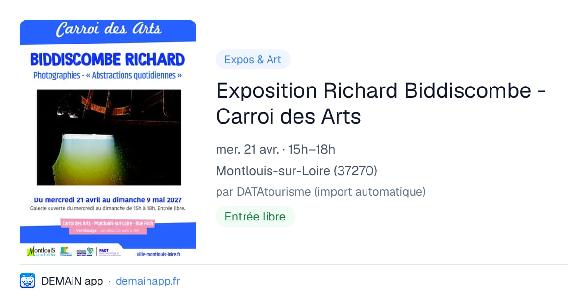 Exposition Richard Biddiscombe - Carroi des Arts — Montlouis-sur-Loire