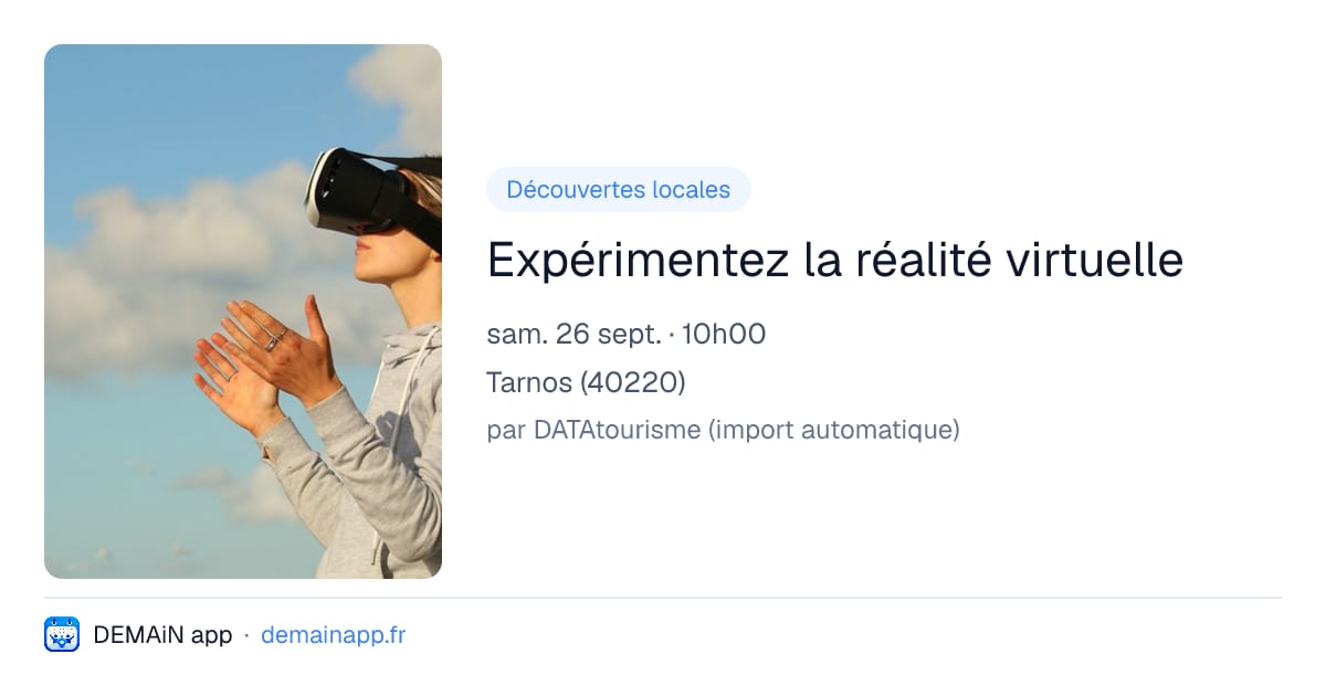 Expérimentez la réalité virtuelle — Tarnos