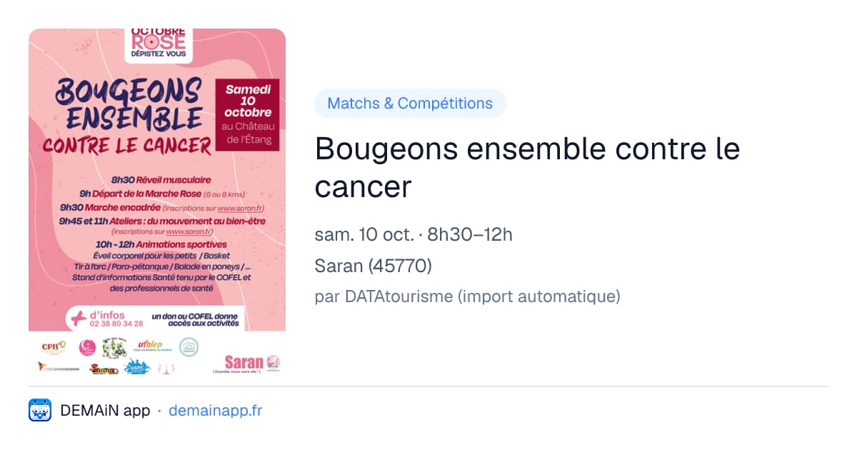 Bougeons ensemble contre le cancer — Saran