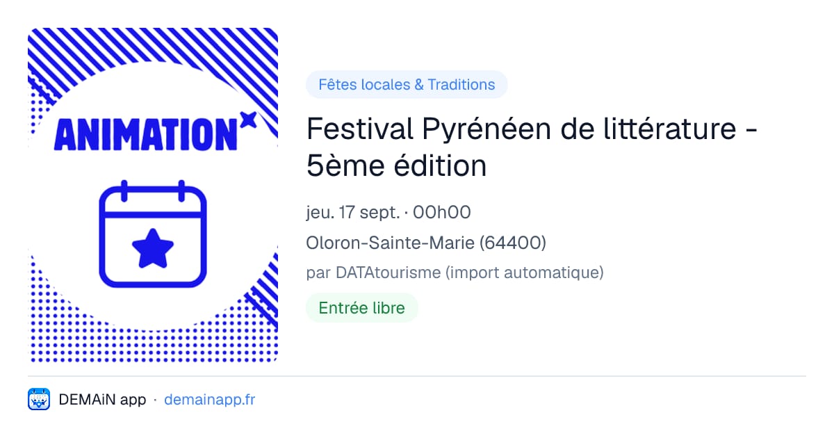 Festival Pyrénéen de littérature - 5ème édition — Oloron-Sainte-Marie