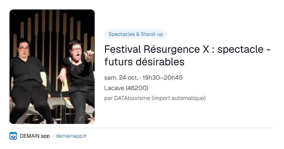 Festival Résurgence X : spectacle - futurs désirables — Lacave