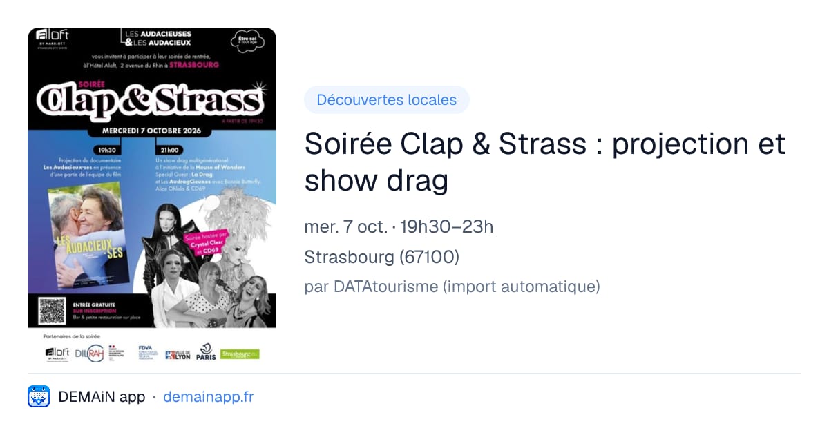 Soirée Clap & Strass : projection et show drag — Strasbourg