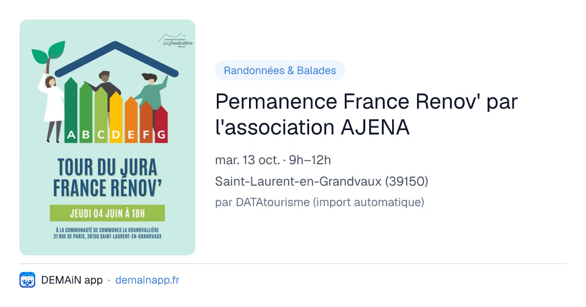 Permanence France Renov' par l'association AJENA — Saint-Laurent-en-Grandvaux