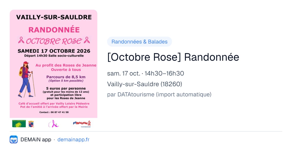 [Octobre Rose] Randonnée — Vailly-sur-Sauldre