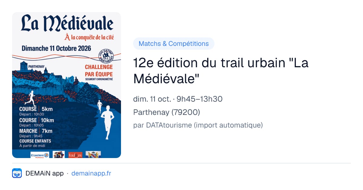12e édition du trail urbain "La Médiévale" — Parthenay