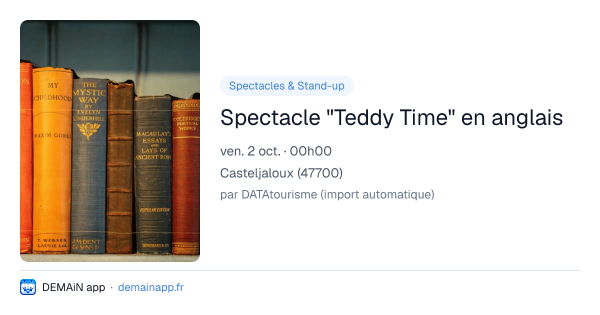 Spectacle "Teddy Time" en anglais — Casteljaloux
