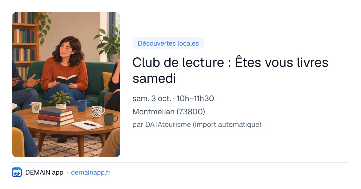 Club de lecture : Êtes vous livres samedi — Montmélian