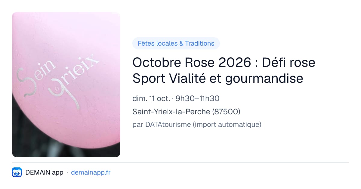 Octobre Rose 2026 : Défi rose Sport Vialité et gourmandise — Saint-Yrieix-la-Perche