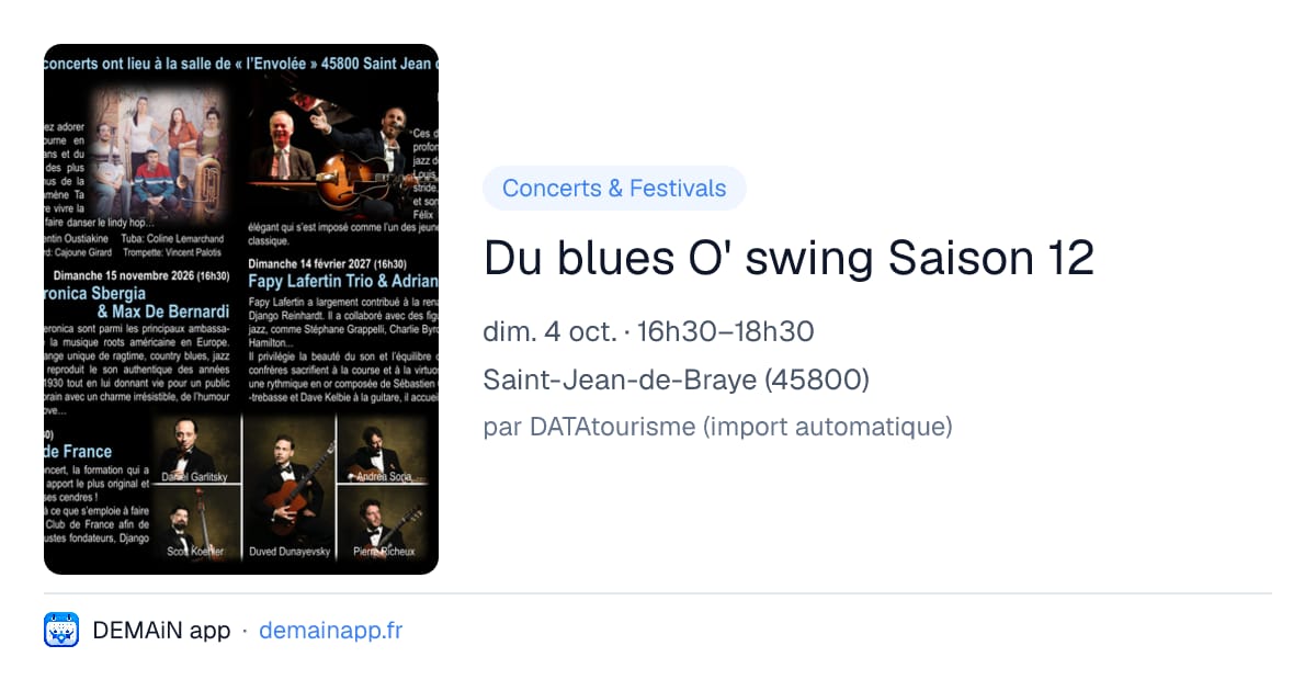 Du blues O' swing Saison 12 — Saint-Jean-de-Braye