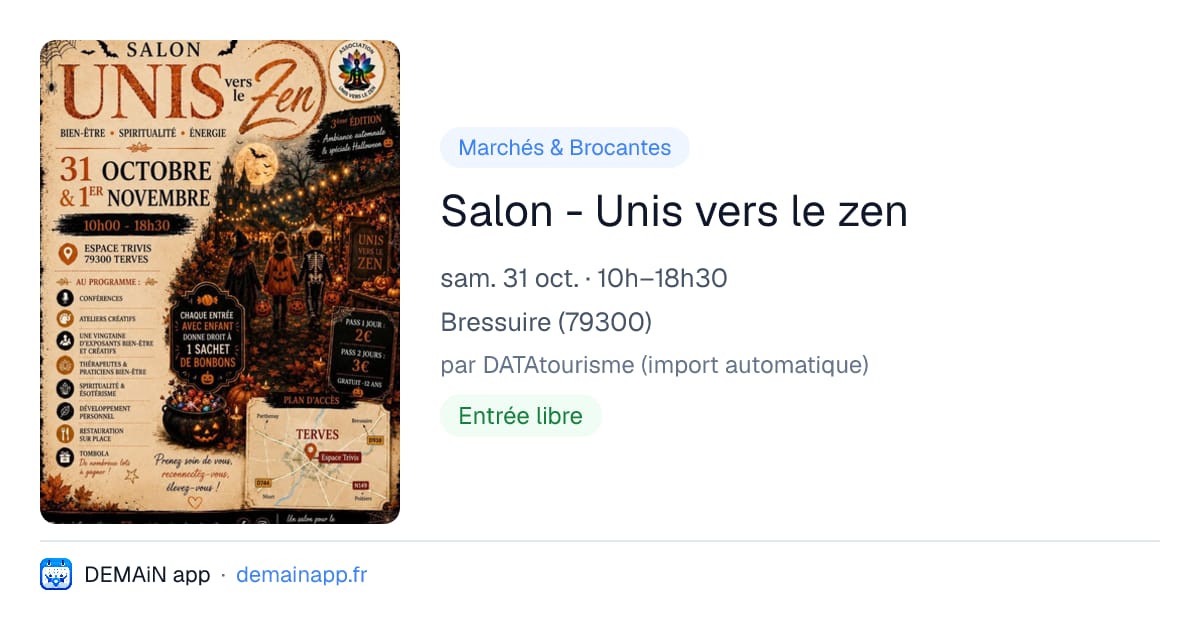 Salon - Unis vers le zen — Bressuire